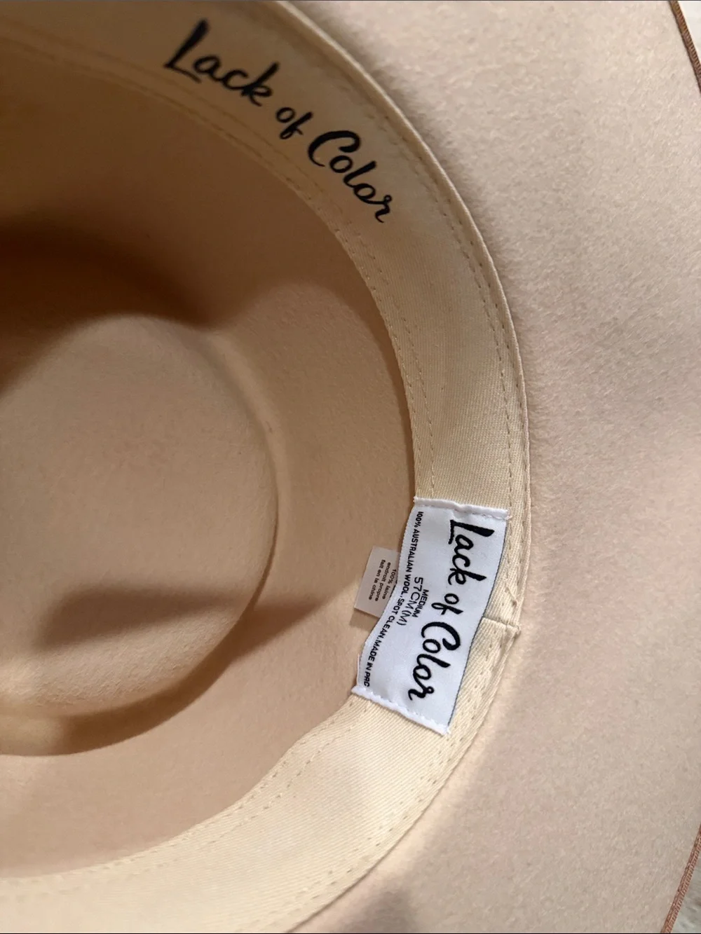 LACK OF COLOR  Wide Brim Felt Fedora Hat size medium 57cm
